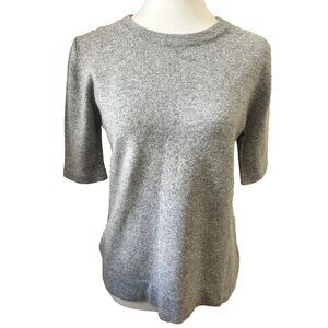 Diane Snyder Gray 100% Cashmere Top Handknit Womens Size Medium Short Sleeve
